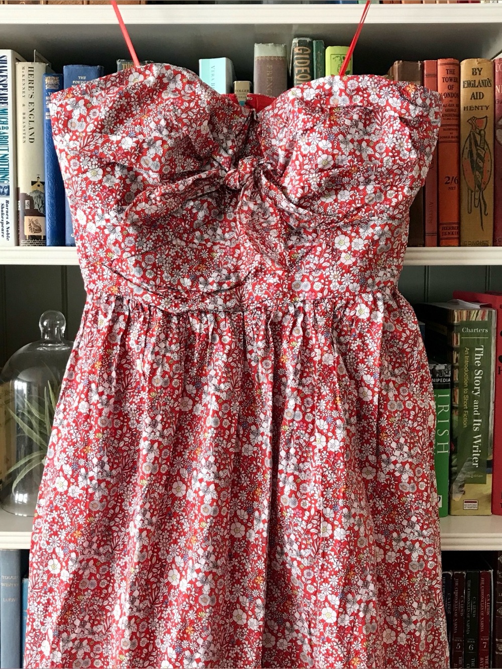 J.Crew Liberty June’s Meadow Floral Tie Front Strapless Dress, Size 6 - Picture 2 of 16